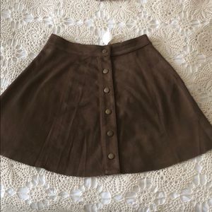 XS suede button down A-line skirt